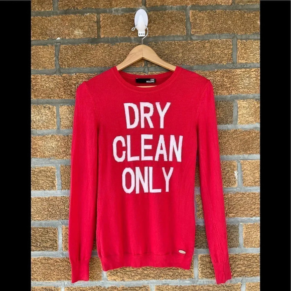 love Moschino red dry clean only sweater small - Picture 1 of 8